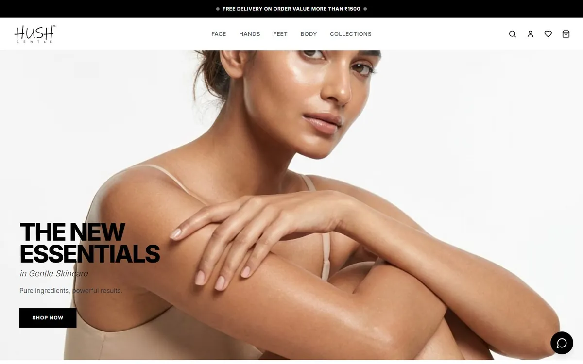 Home page of Hush Gentle on a laptop