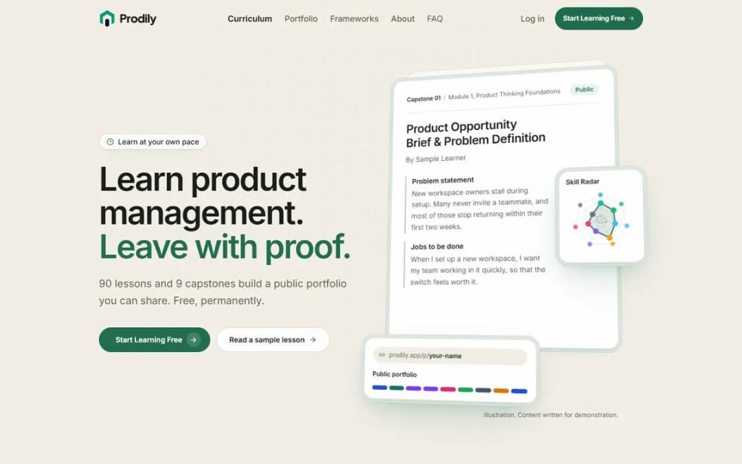 Home page of Prodily on a laptop