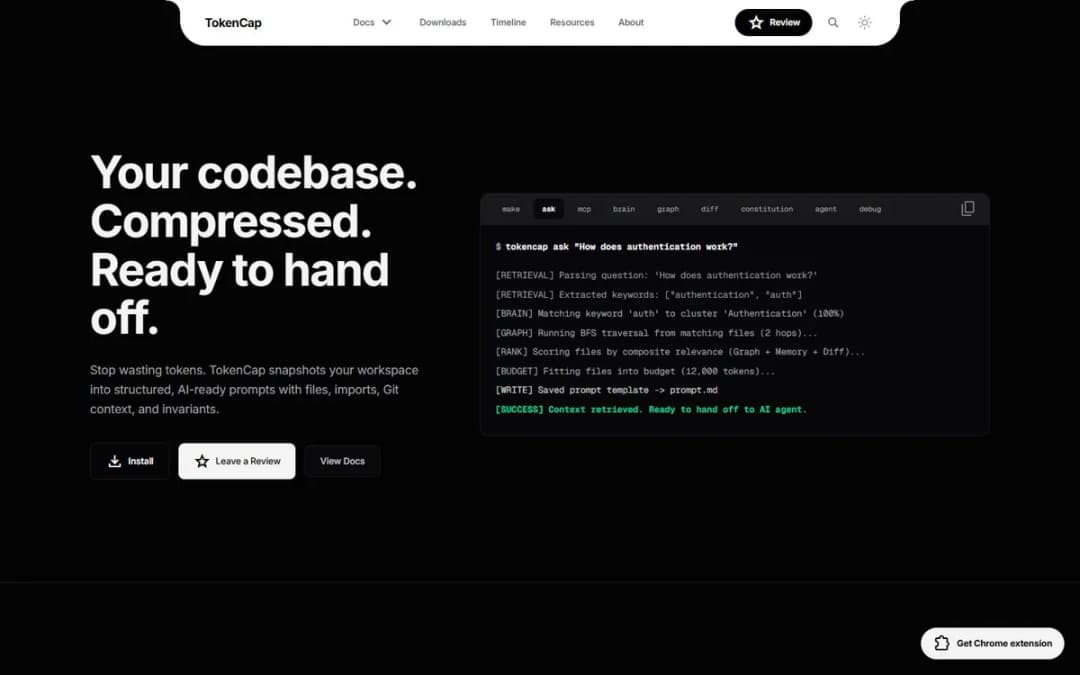 Home page of TokenCap on a laptop