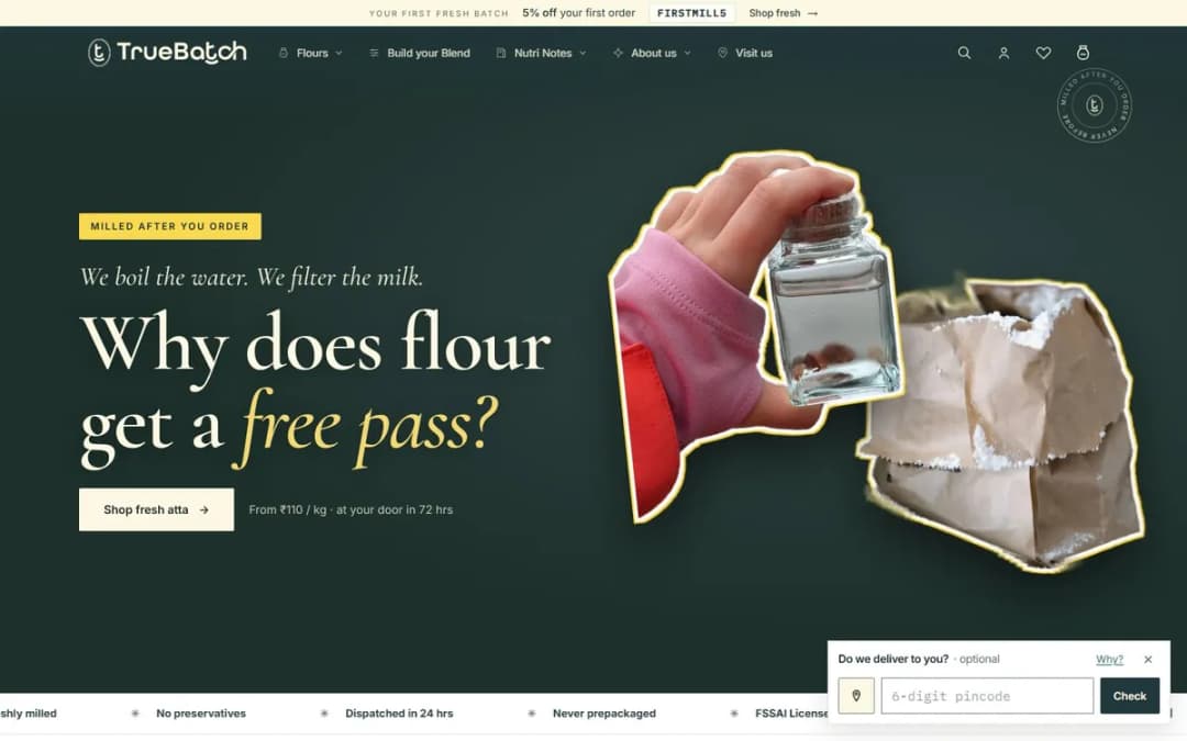 Home page of TrueBatch on a laptop